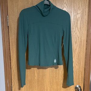 Free People Movement Green Ribbed Long Sleeve Top size: Medium